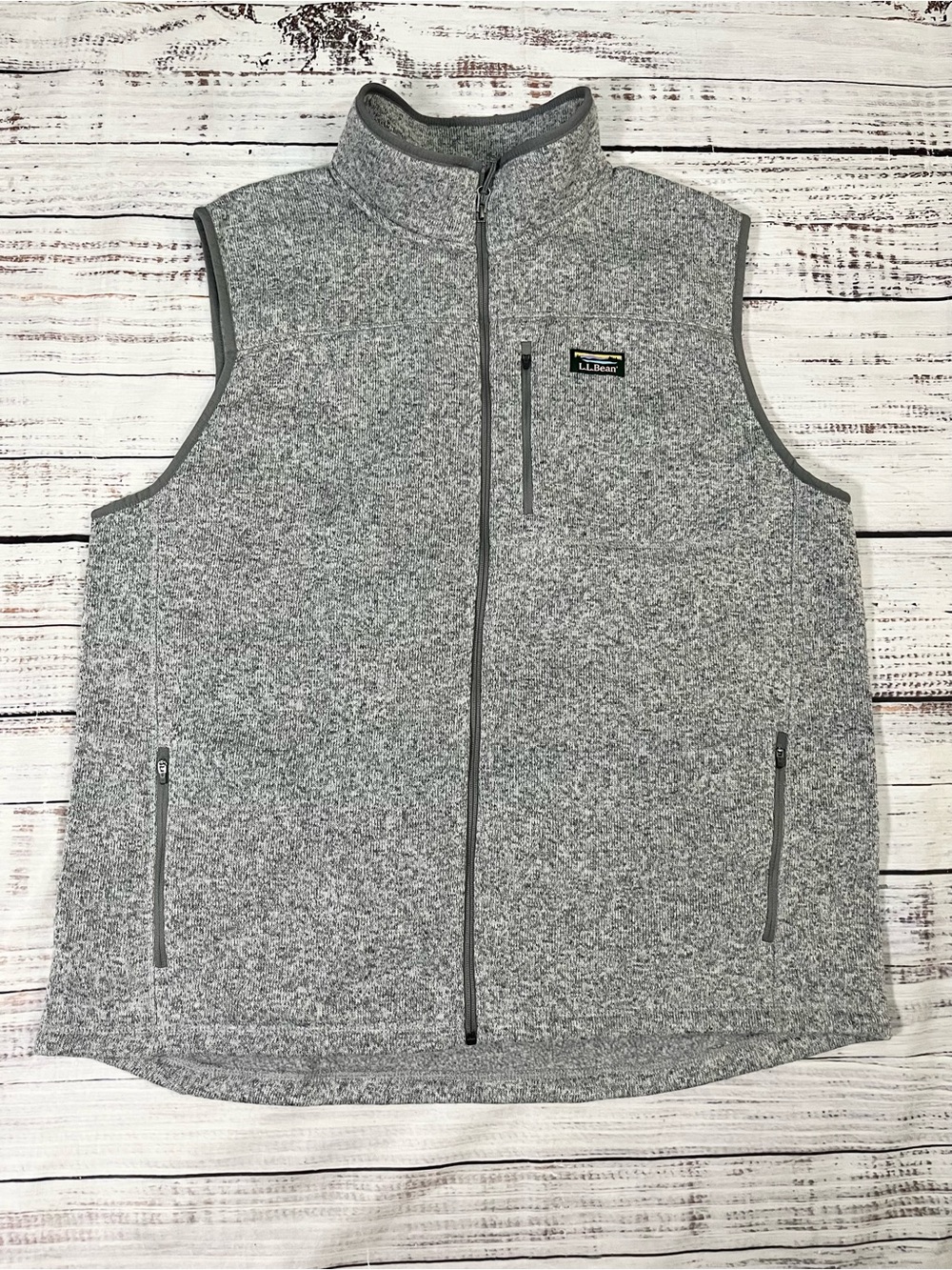 L.L.Bean Men's Sweater Fleece Vest Gray Size XXL Tall Full Zip Outdoor